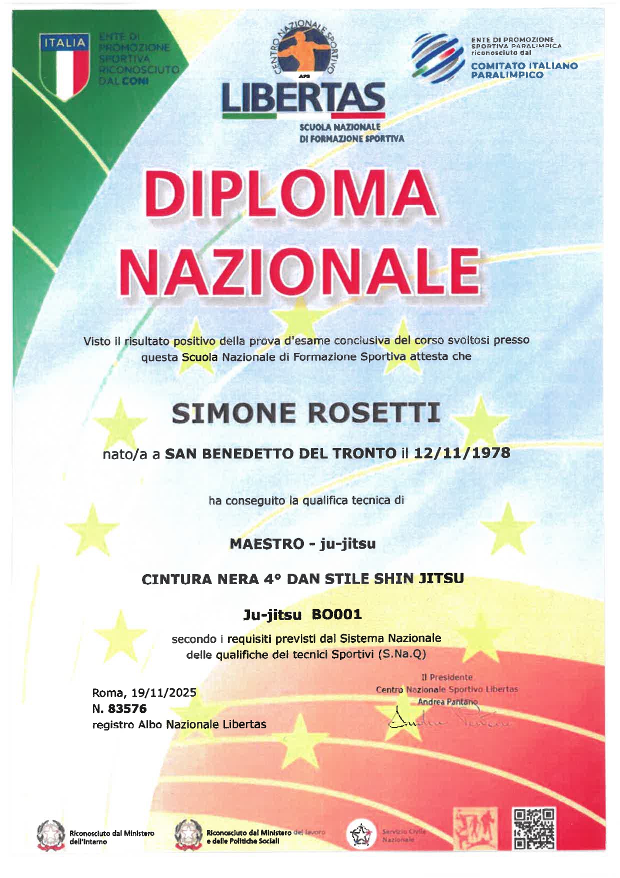 Diploma 4 Dan Libertas Coni